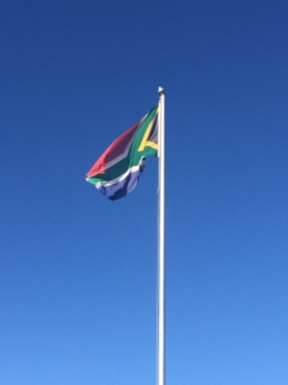 The South African flag flying at Robben Island